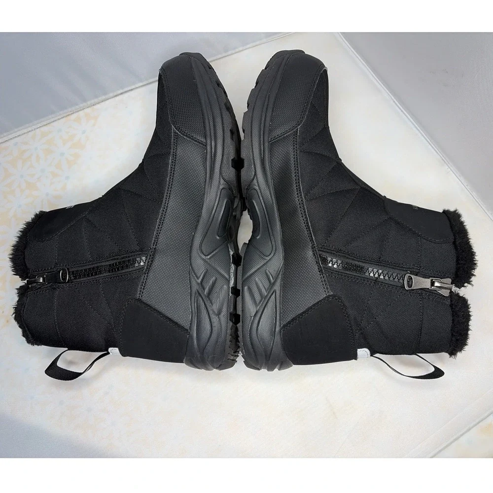 Silent Care Mens Waterproof Snow Boots Black Faux Fur Lined Side Zip SW-2021 11